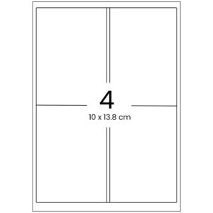 A4 Sticker Labels with 4 Labels Per Sheet