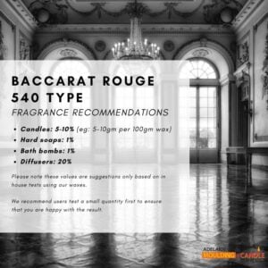Baccarat Rouge Type Fragrance. Candle making, reed diffusers, soap making.