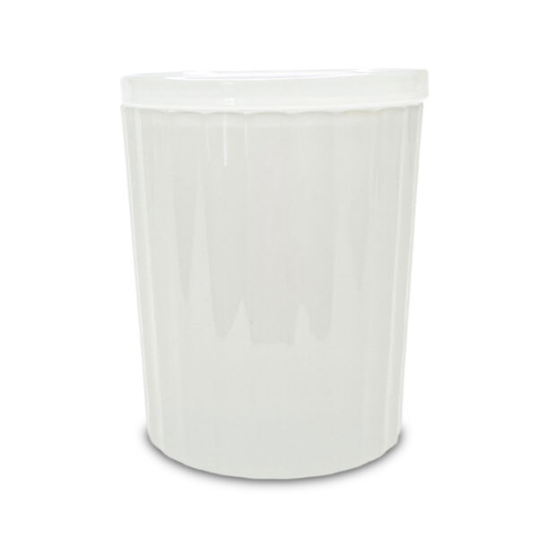 Ribbed Candle Jar Transparent White