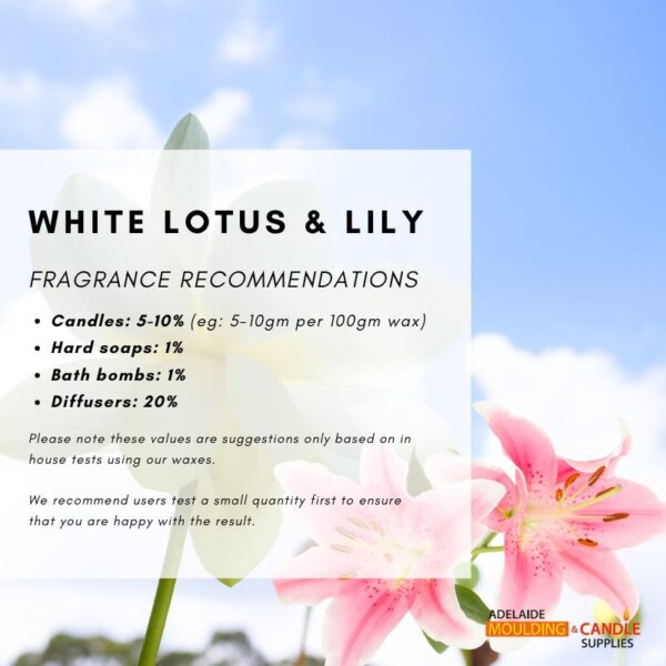 White Lotus and Lily Fragrance Oil, candle making, soap making, reed diffusers.