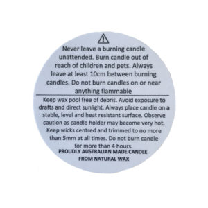 Candle Warning Label 30mm size candle making sticker